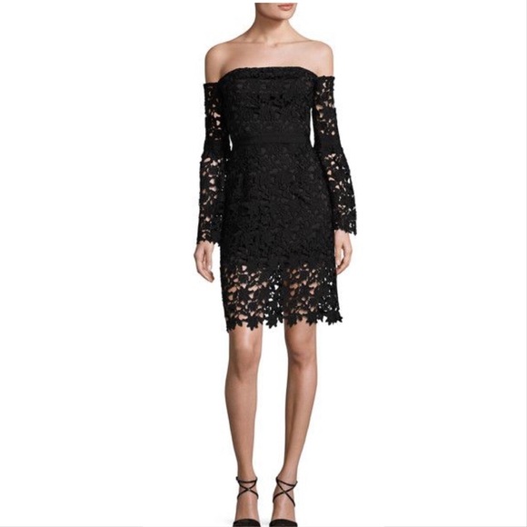 1st SIGHT Dresses & Skirts - 1st Sight black lace off the shoulder dress